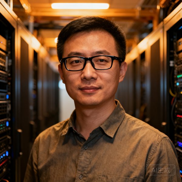 AG贵宾厅集团首席技术官周国栋先生，戴黑框眼镜，身穿休闲衬衫，背景为服务器机房